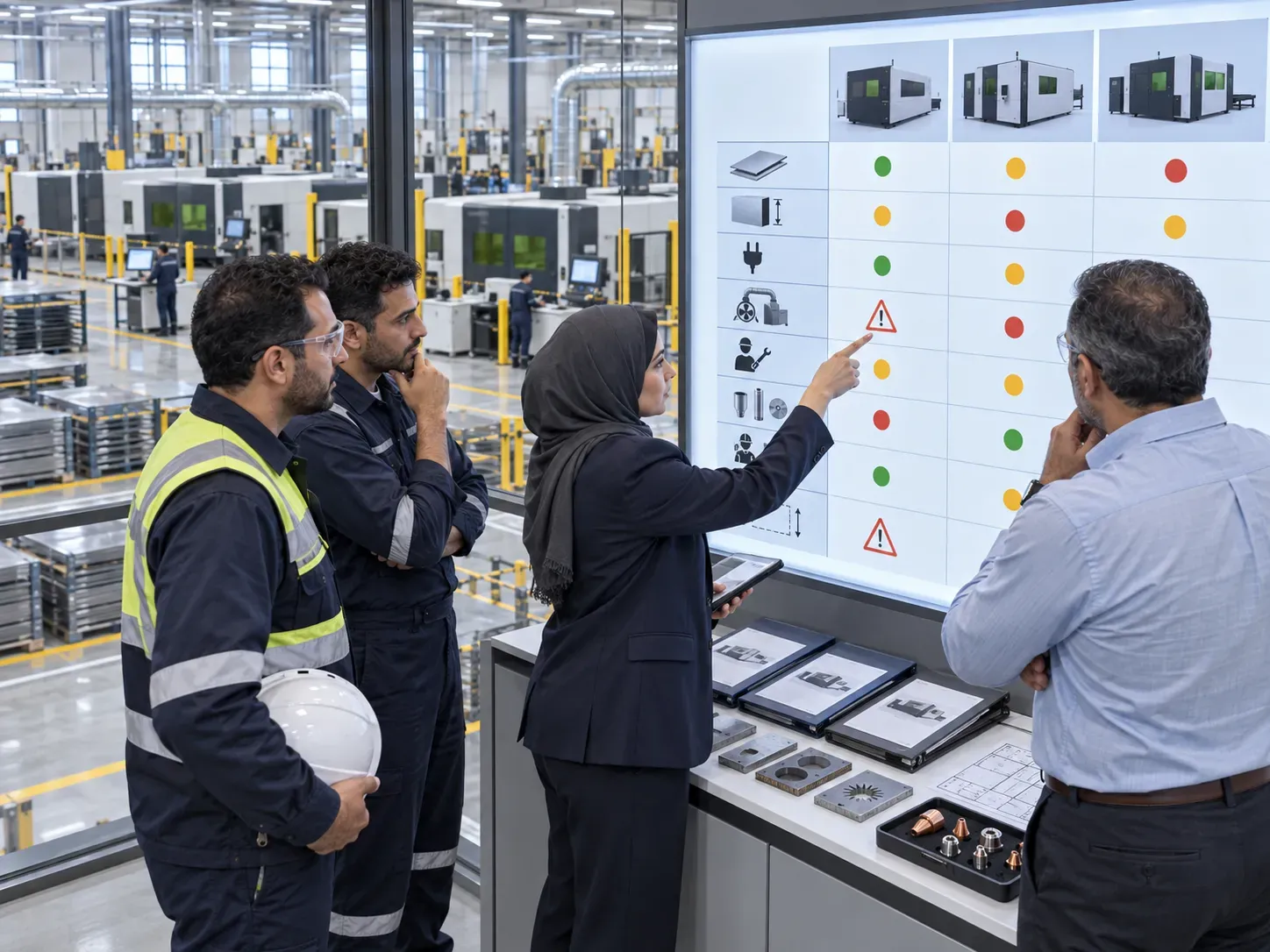 Factory team reviewing common fiber laser cutting machines selection risks