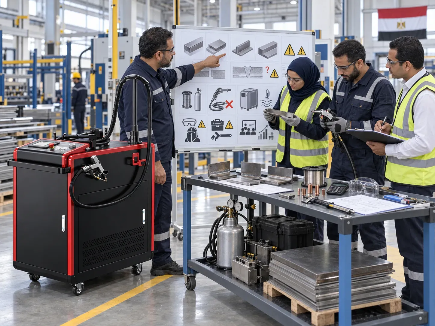 Factory team reviewing common laser welding machines selection risks