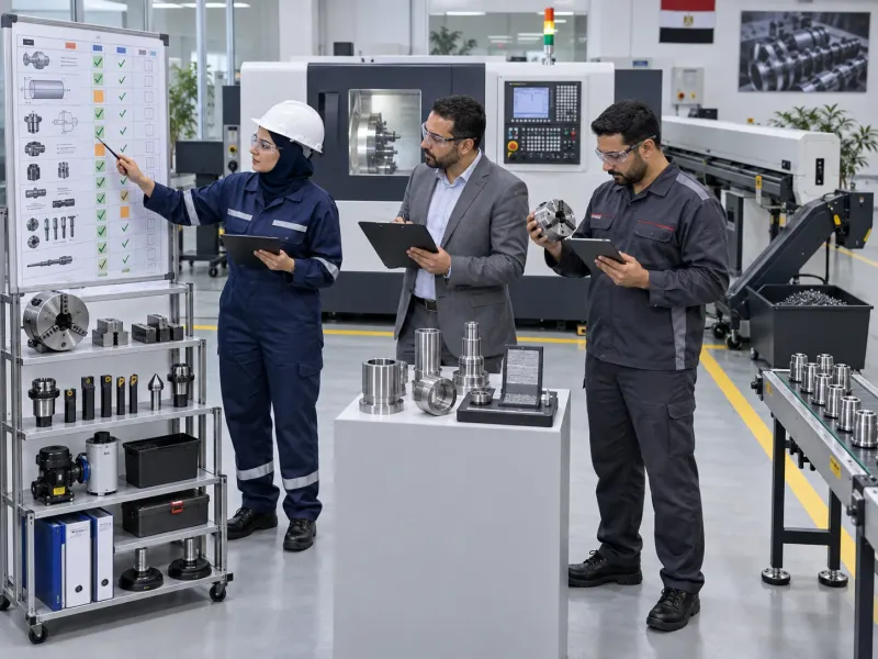 فريق الهندسة والمشتريات يراجع قائمة فحص شراء مخارط CNC