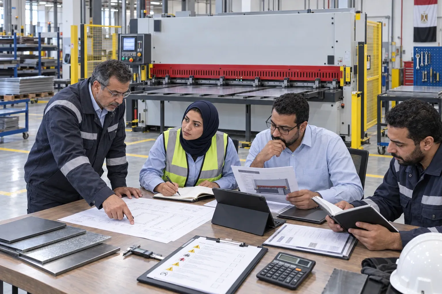 Factory team reviewing common sheet metal shears selection risks