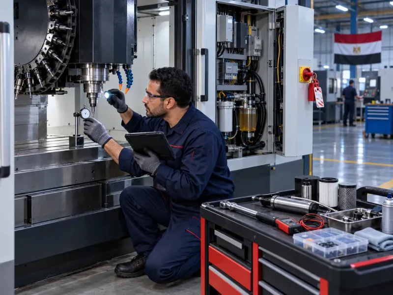 Technician inspecting industrial machinery during planned maintenance