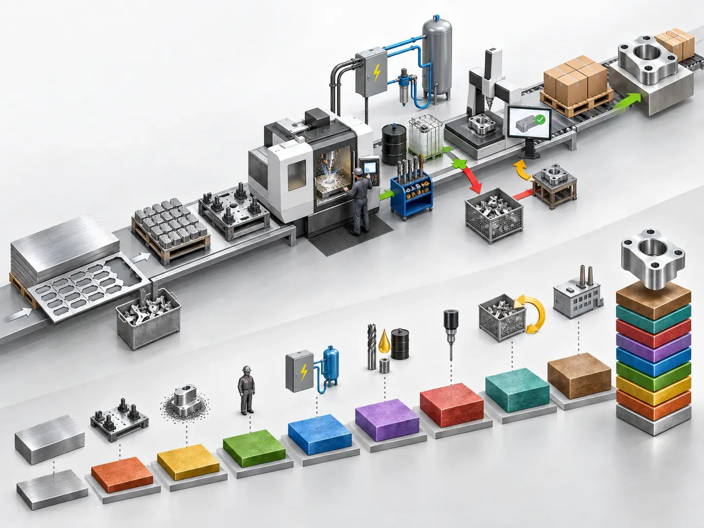 Industrial illustration for How to Calculate Manufacturing Cost per Part, SAKKARY MACHINERY Industrial Knowledge Center
