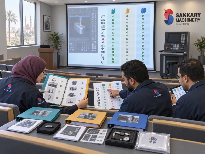 Technical team comparing machine operator training proposals and supply scope