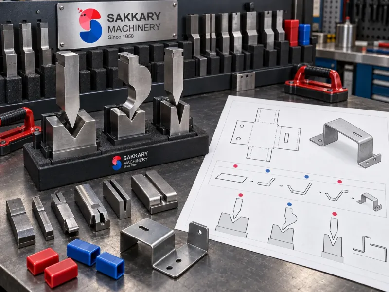 بنشات وقوالب Press Brake بجوار رسم لعملية ثني