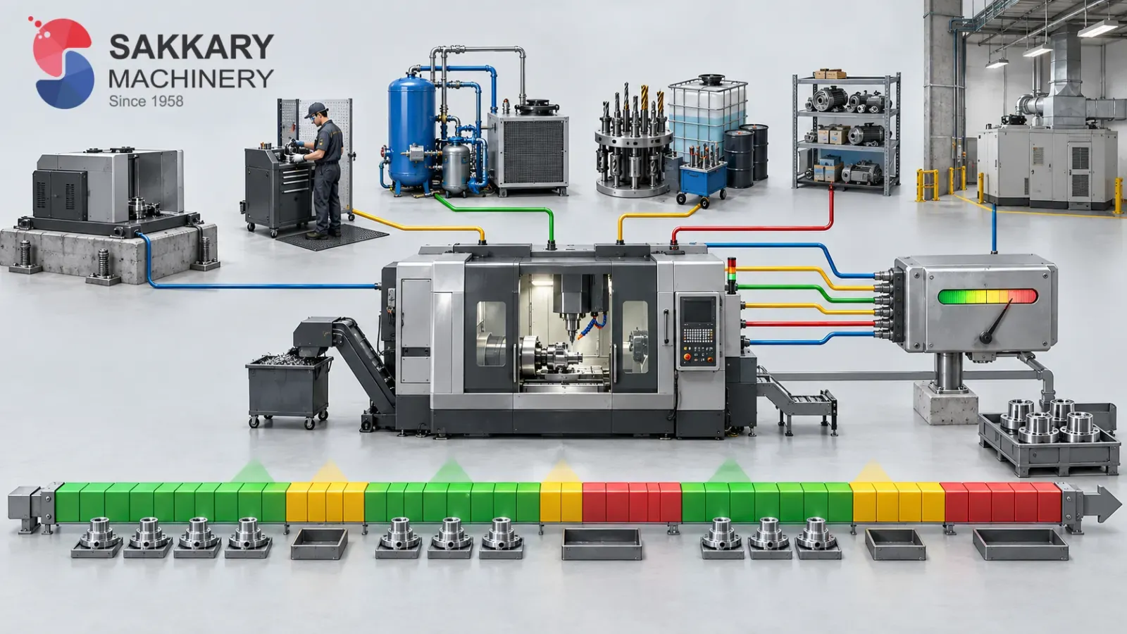 Industrial illustration for Machine Hour Rate: How to Calculate the Real Hourly Cost, SAKKARY MACHINERY Industrial Knowledge Center