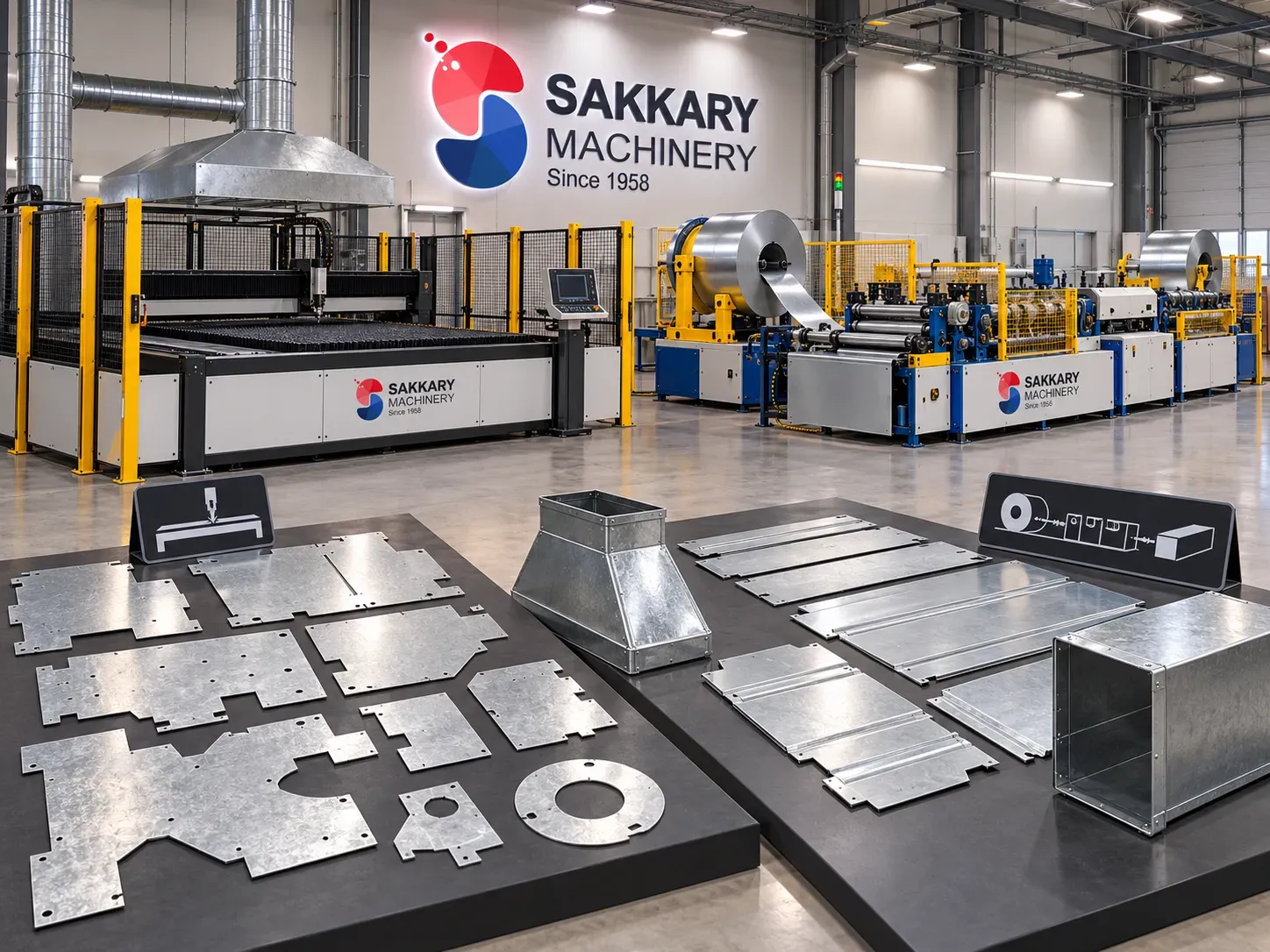 HVAC plasma cutting table compared with a coil-fed automated duct line