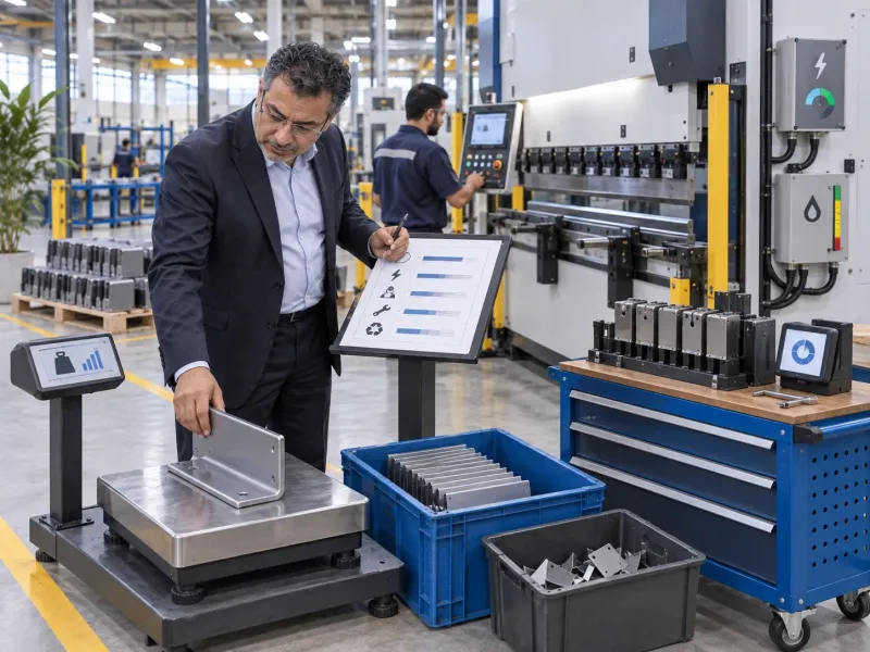 مدير مصنع يحسب تكلفة تشغيل مكابس الثني Press Brake