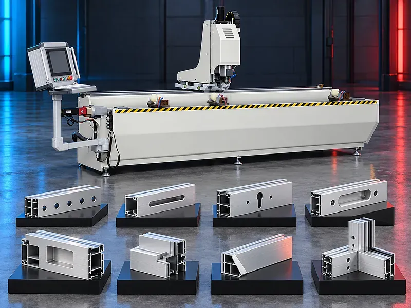 ماكينة CNC ثلاثية المحاور لتخريم وتفريز قطاعات الألومنيوم
