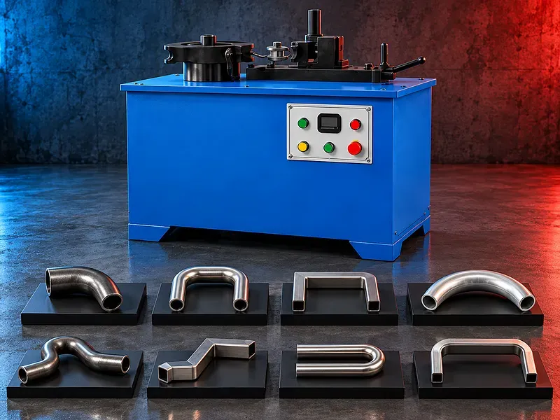Automatic pipe and tube bending machine with bending head clamp tooling and control panel