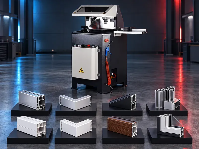 Automatic up cut mitre saw for cutting aluminium and PVC profiles