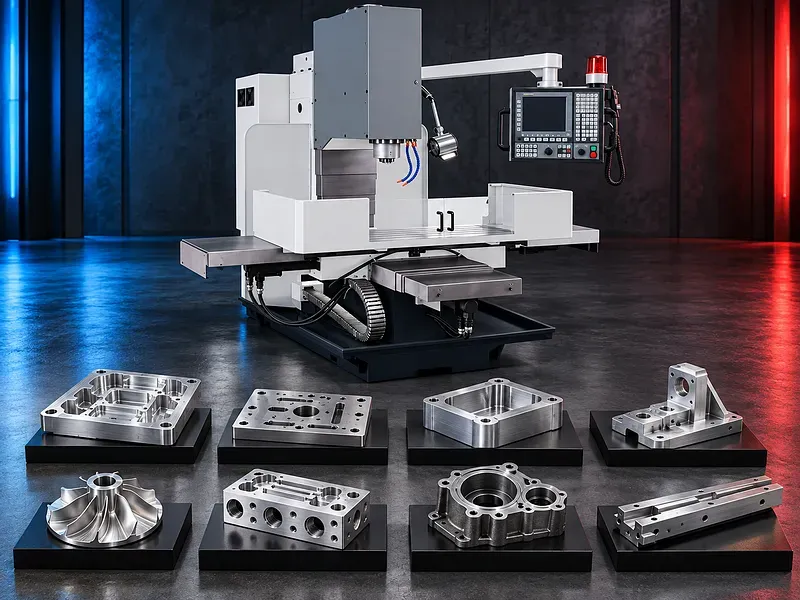ماكينة تفريز CNC طراز Bed Type بحواجز جزئية وطاولة تشغيل ورأس تفريز ووحدة تحكم للمشغل