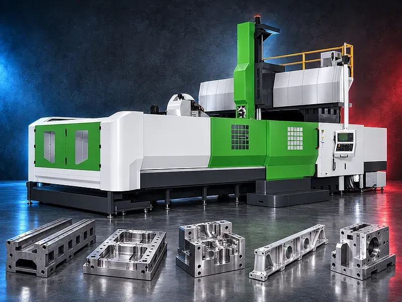 CNC double-column machining center with bridge structure and large worktable