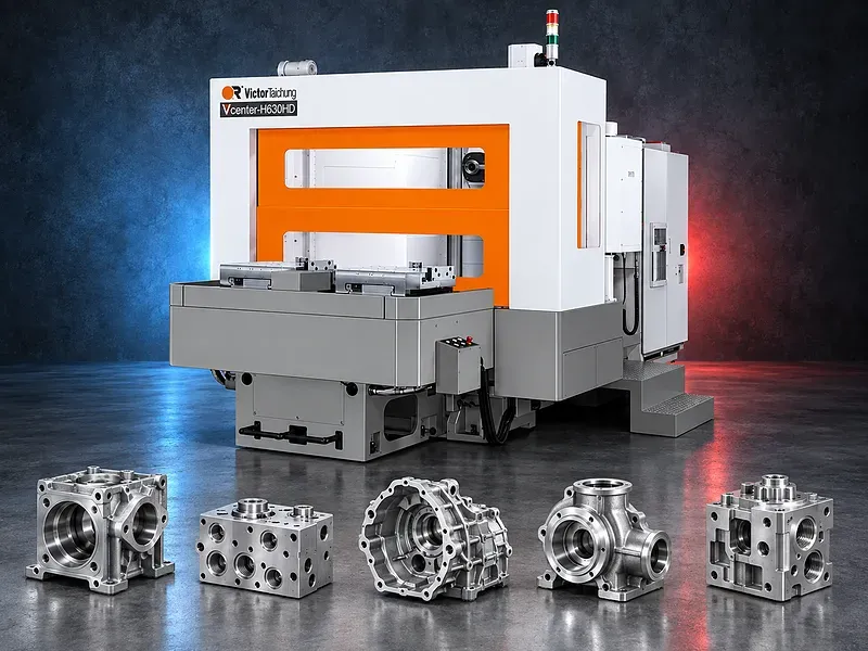 CNC horizontal machining center with horizontal spindle and rotary pallet