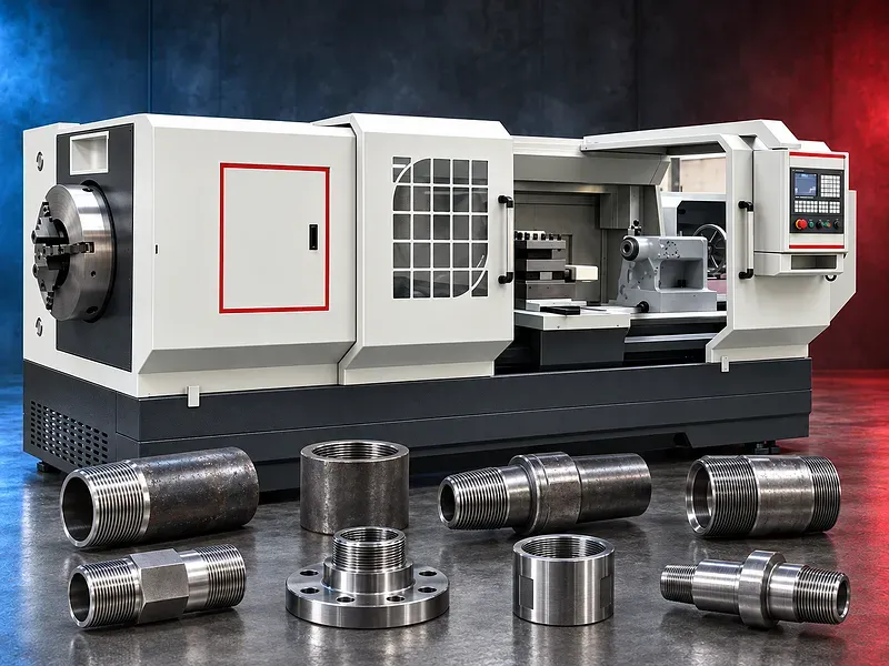 مخرطة CNC لسن المواسير بفتحة إسبندل كبيرة وظرف أمامي ووحدة تحكم