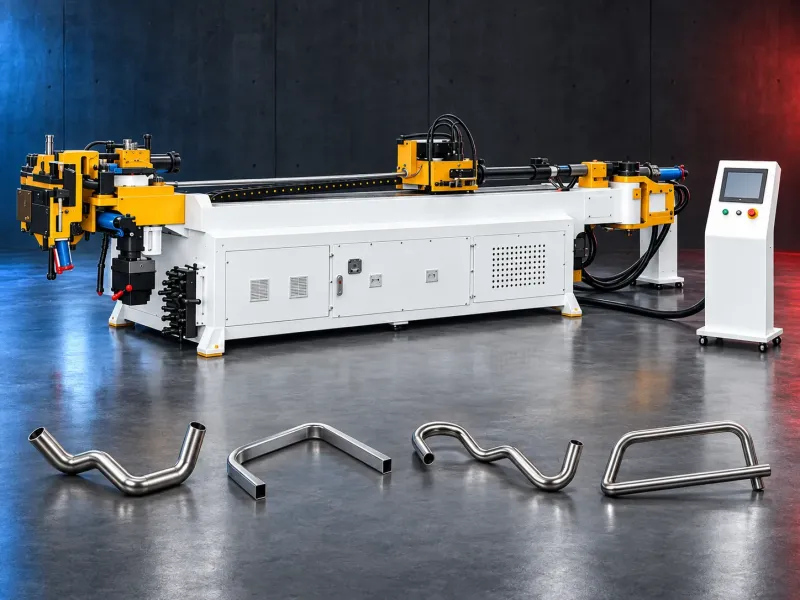 CNC tube bending machine producing a programmed multi-bend tube component