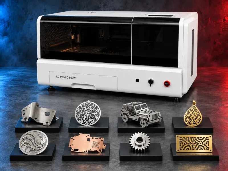 Compact enclosed desktop fiber laser engraving a small jewelry item