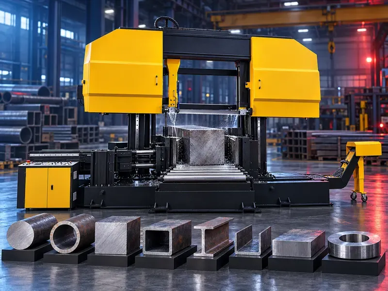 Heavy-duty double-column horizontal band saw machine for large metal cutting