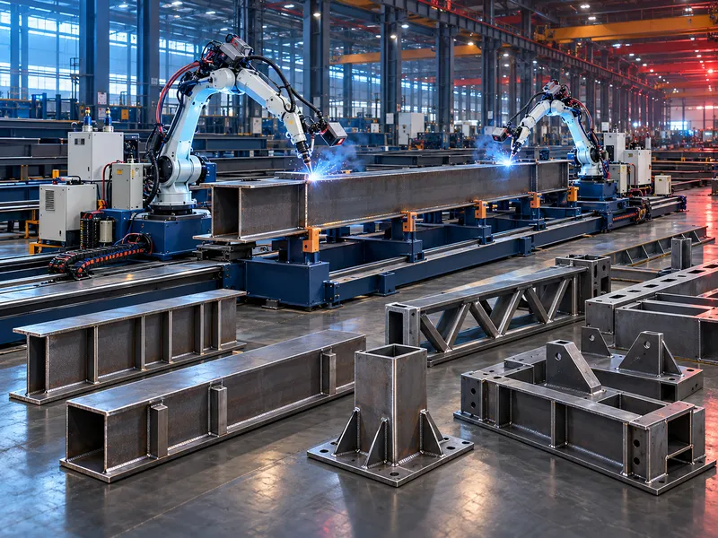 HRWR steel structure intelligent robot welding workstation with ground-rail robotic welding system for H-beams and structural steel