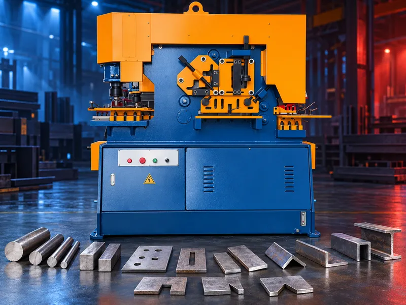 Hydraulic ironworker combined punching and shearing machine for bars, angles and structural sections