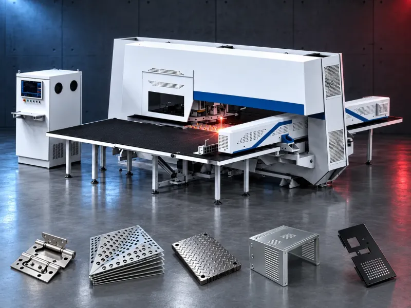 Integrated fiber laser machine for cutting, punching, forming, and marking sheet-metal parts