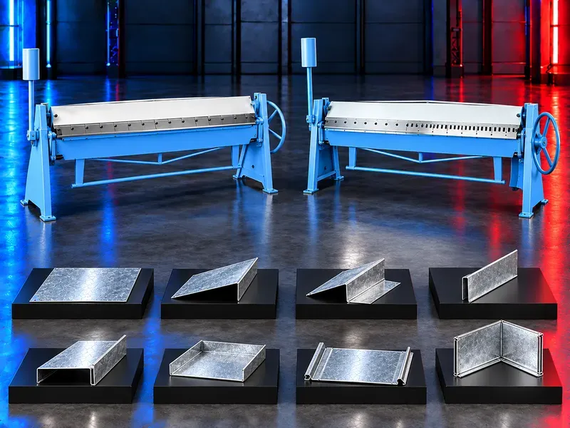 Manual sheet metal folding machine for bending rectangular HVAC duct blanks