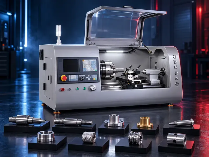 مخرطة CNC صغيرة Mini CNC Lathe بنظام Direct Drive وظرف 3 فكوك وحركة X Z عبر Ball Screw