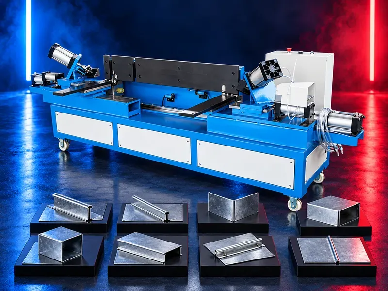 Horizontal pneumatic lock seam closing machine for rectangular HVAC duct sections