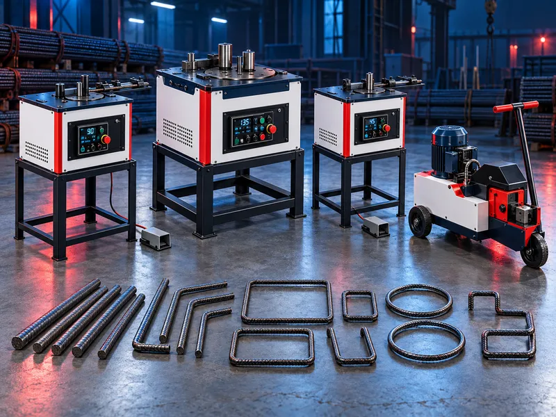 Portable rebar bending and cutting machines for reinforcement steel processing