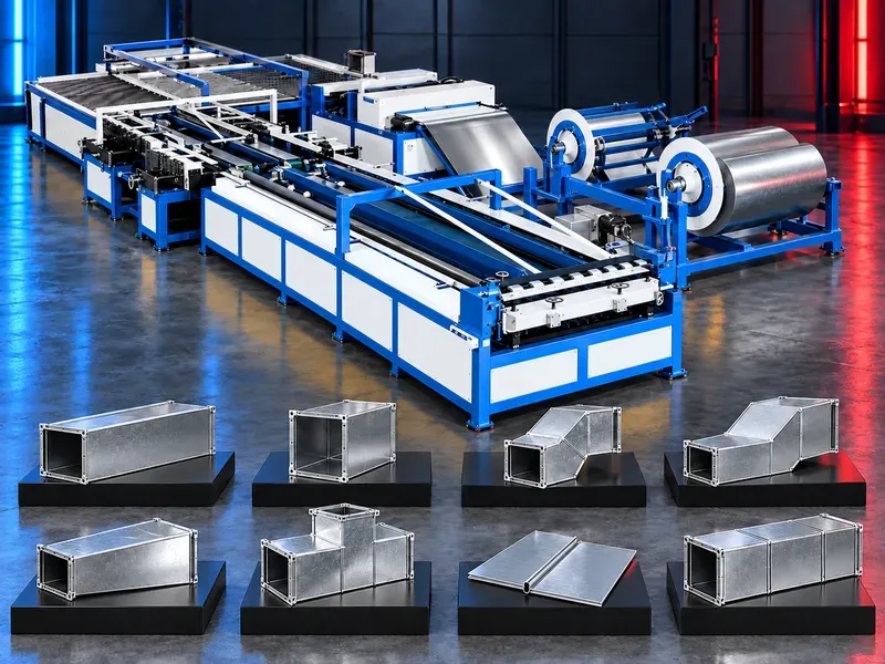 U shape automatic duct production line for forming rectangular HVAC duct sections