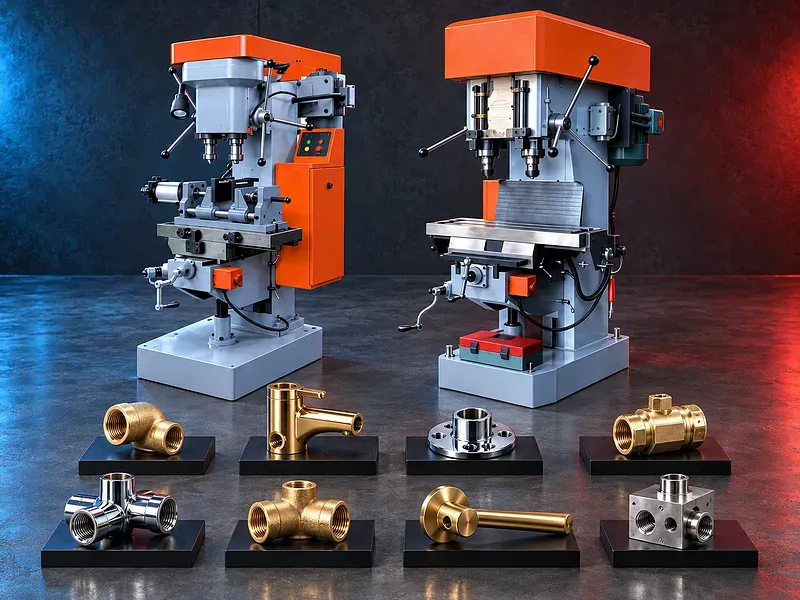 Vertical pneumatic compound machine with two spindle heads work fixture and operator controls