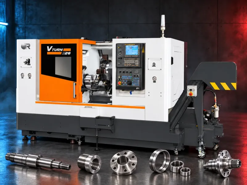 VICTOR slant-bed CNC lathe with enclosed working area and control panel